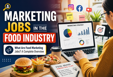 Food marketing professional reviewing brand strategy on laptop